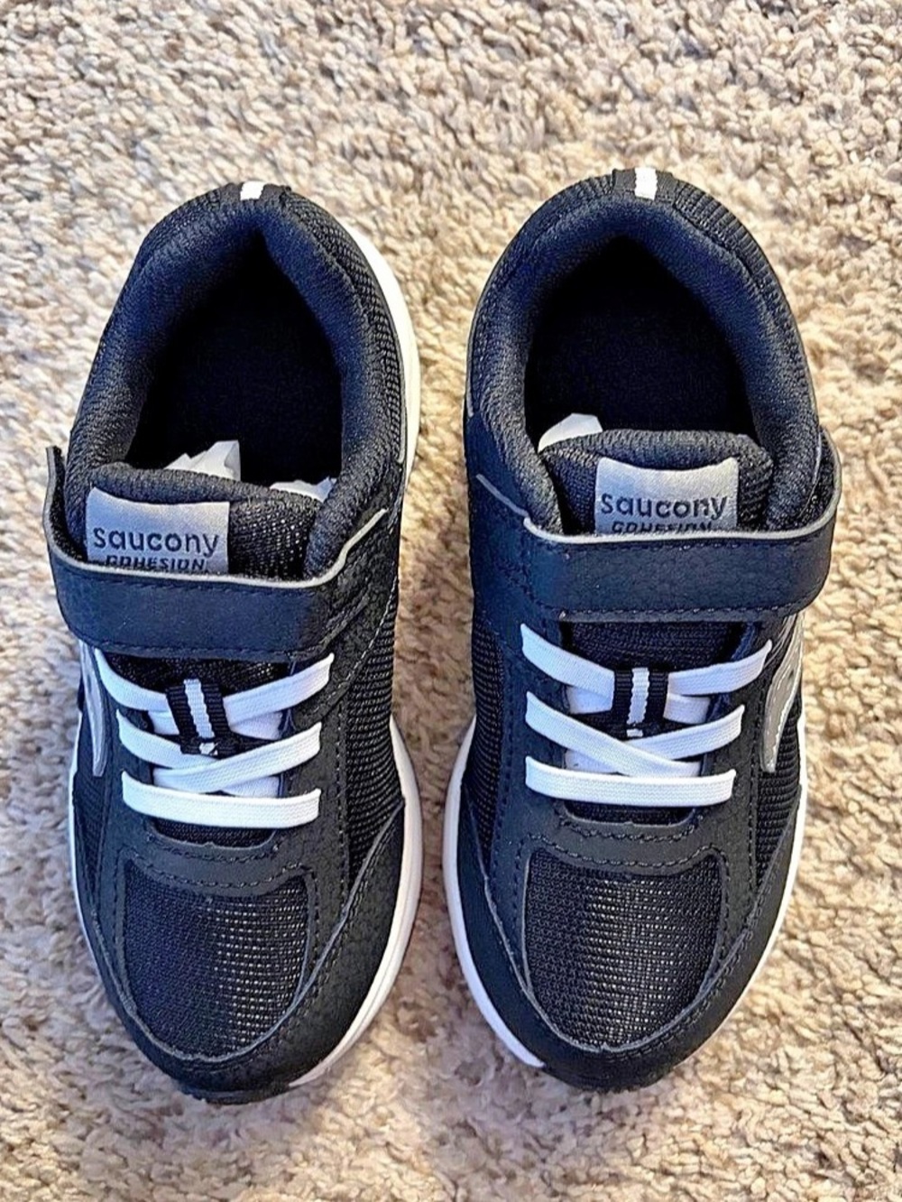 Saucony Cohesion KDZ A/C Sneaker Kids Black & White Size 12.5 Wide Velcro
